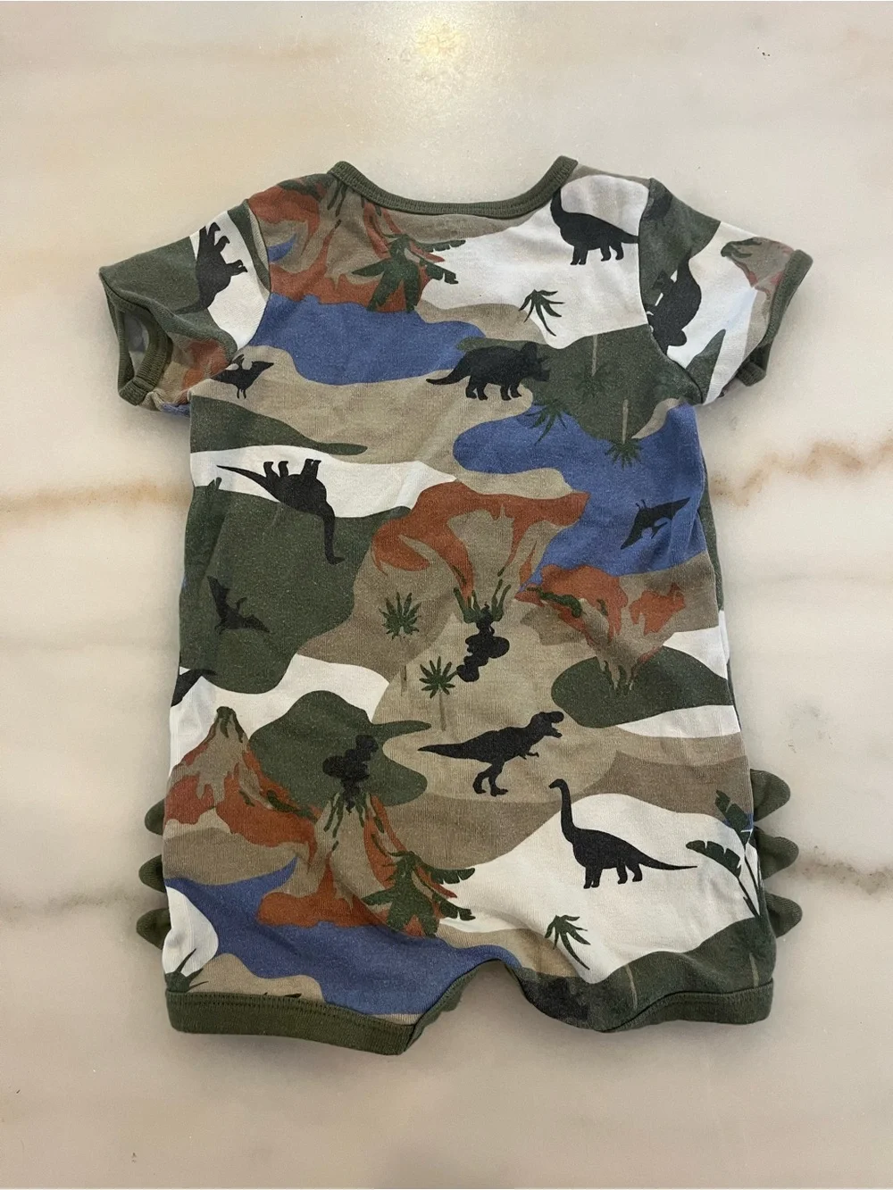Carter's Dinosaur Camo Short-Sleeve One-Piece Romper - Green, Blue, Tan